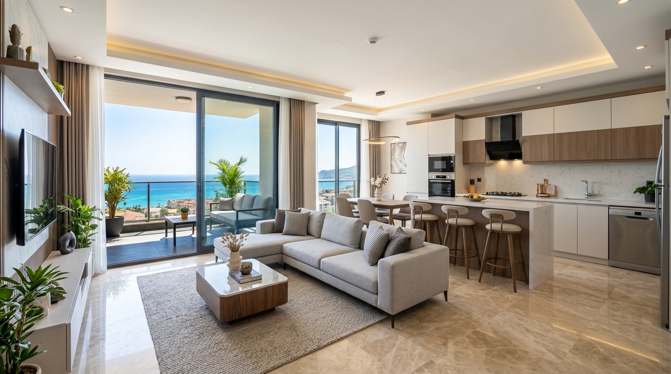 Alanya Emlak Oba satılık 2+1 modern daire uygun fiyatlı emlak