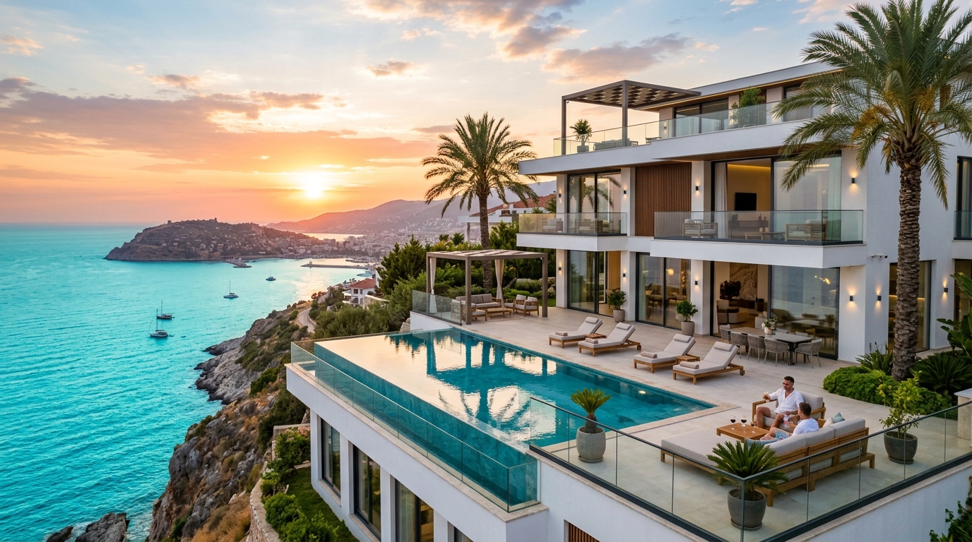 Alanya Emlak Tosmur deniz manzaralı satılık lüks müstakil villa